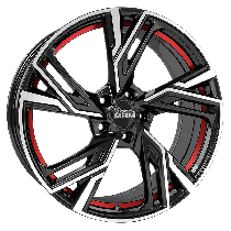 MAM Felgen RS5 17, 7.5, 5, 112, 45, 66.6, BLACK PAINTED RED INSIDE,